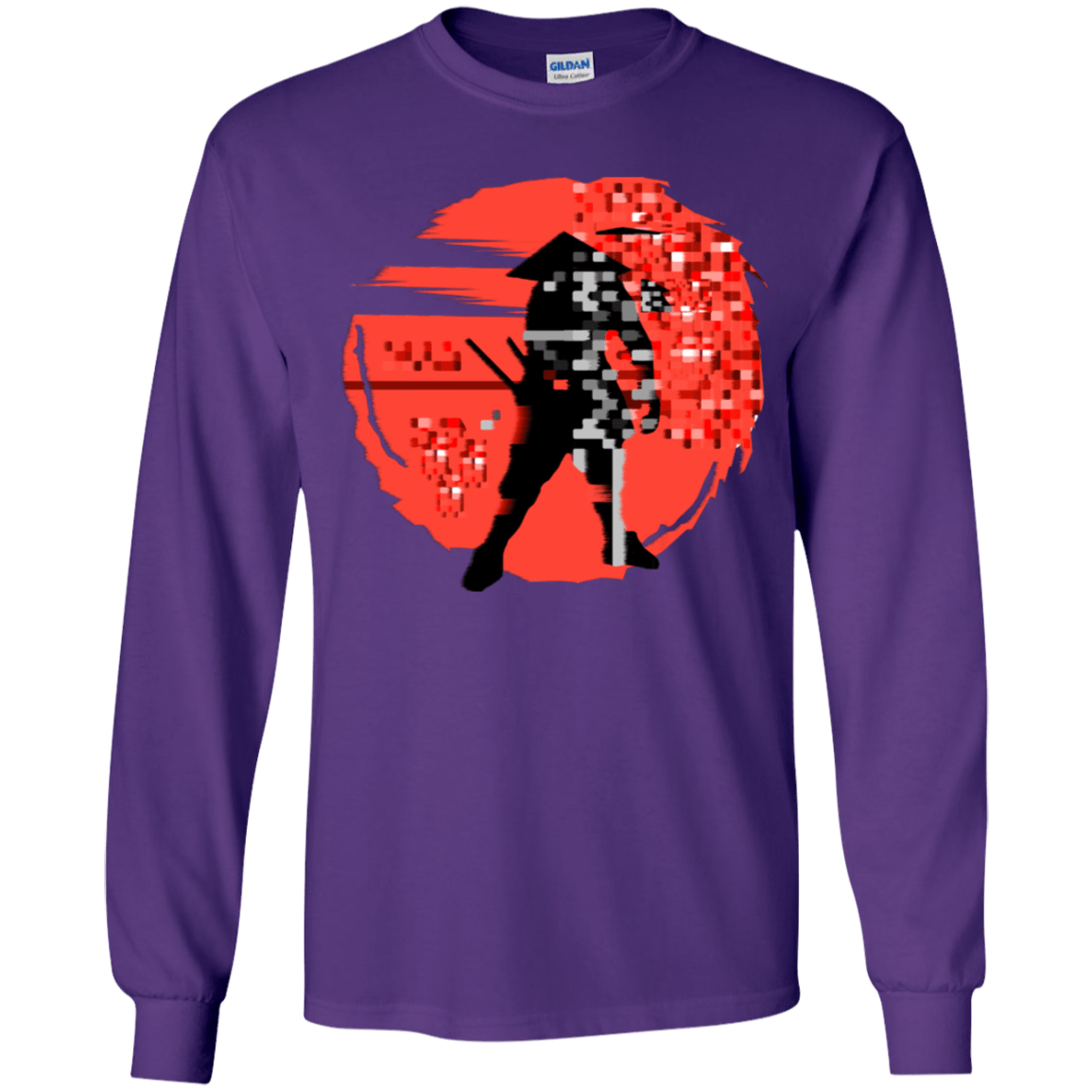 T-Shirts Purple / YS Samurai Pixel Youth Long Sleeve T-Shirt