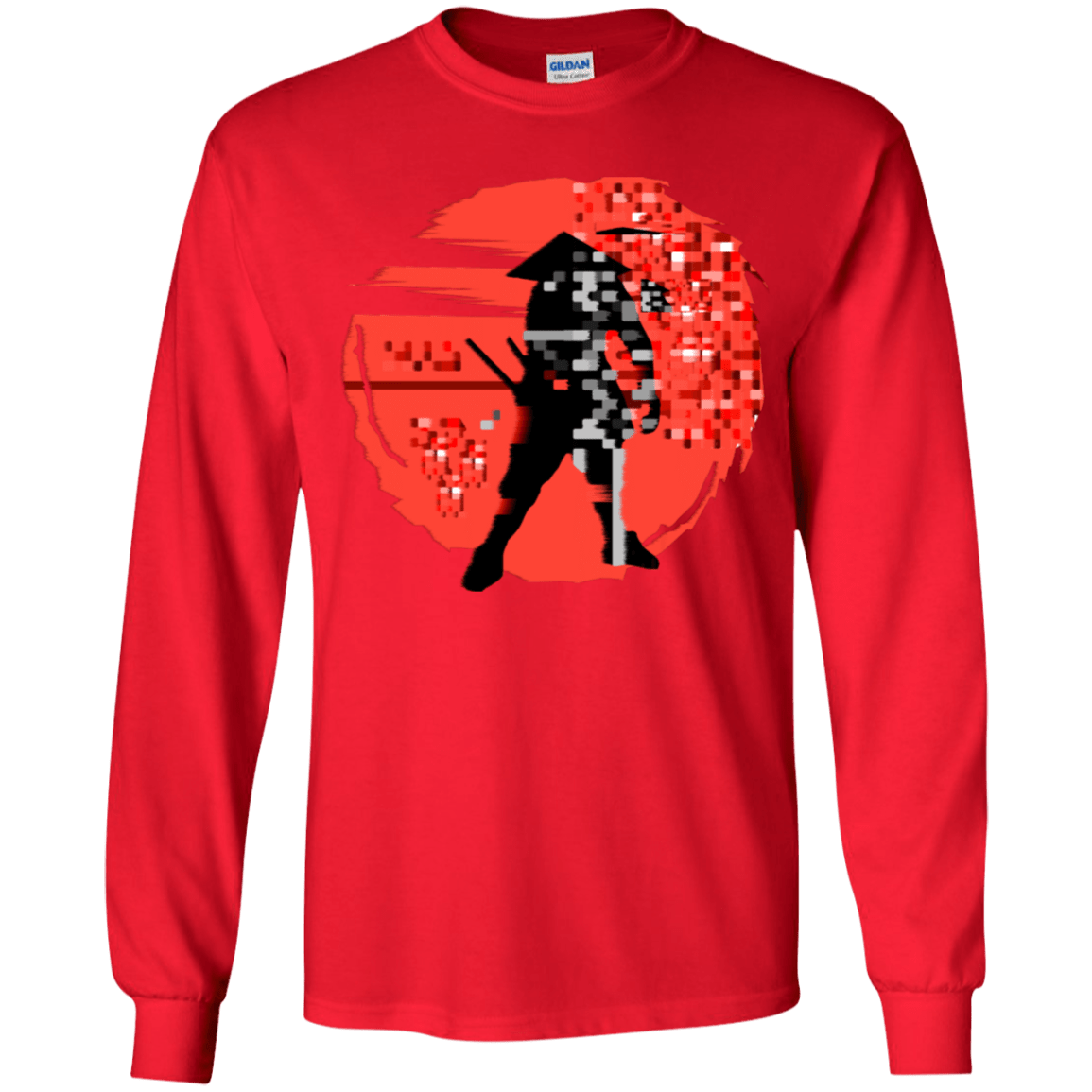 T-Shirts Red / YS Samurai Pixel Youth Long Sleeve T-Shirt