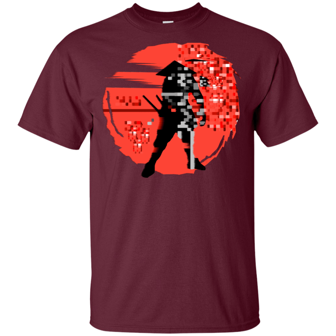 T-Shirts Maroon / YXS Samurai Pixel Youth T-Shirt