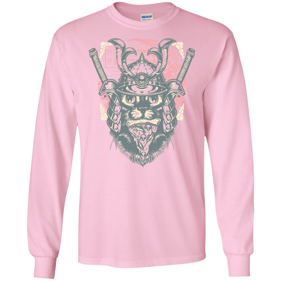T-Shirts Light Pink / S Samurai Pizza Cat Men's Long Sleeve T-Shirt