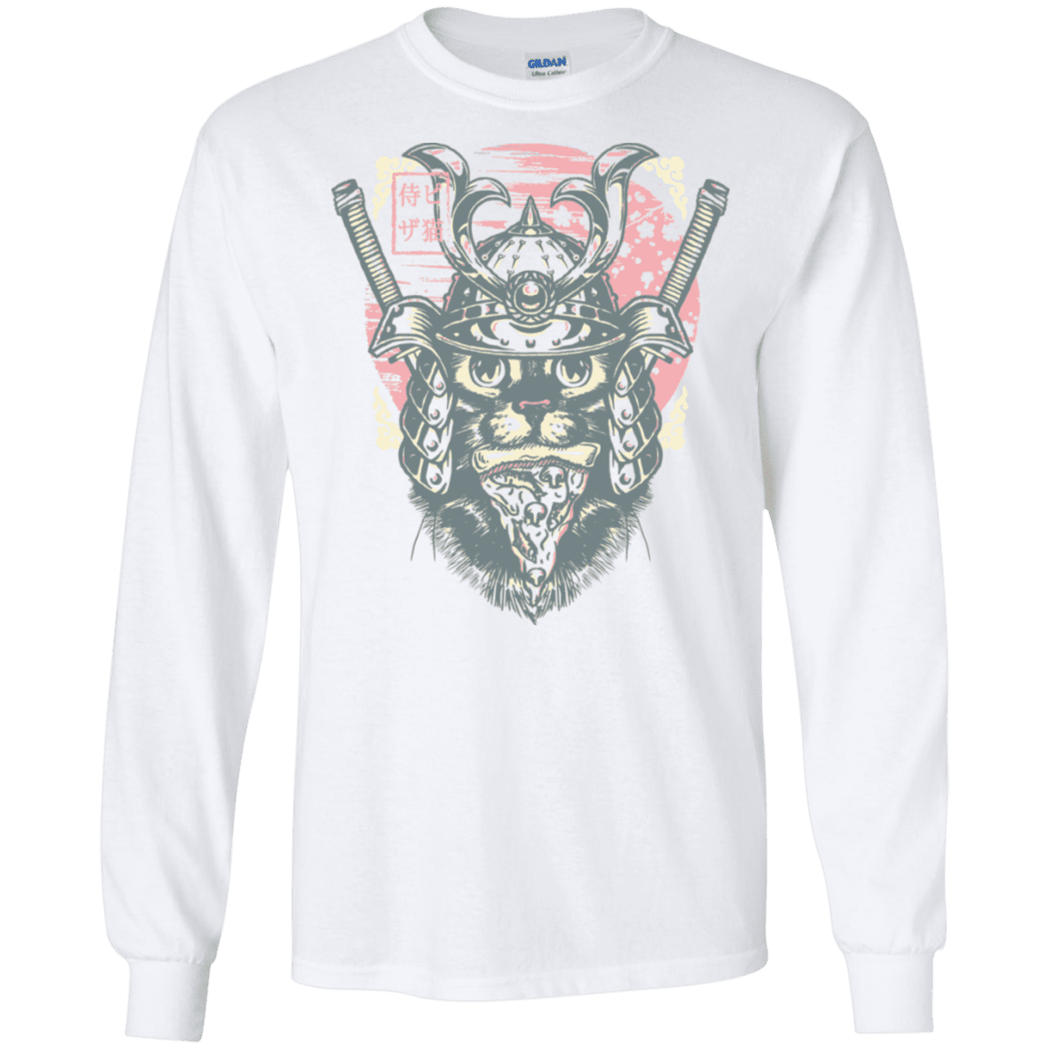 T-Shirts White / S Samurai Pizza Cat Men's Long Sleeve T-Shirt