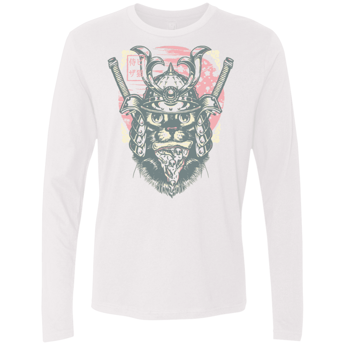 T-Shirts White / S Samurai Pizza Cat Men's Premium Long Sleeve