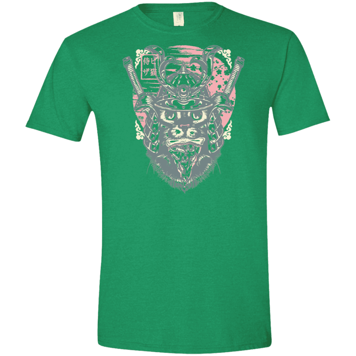 T-Shirts Heather Irish Green / M Samurai Pizza Cat Men's Semi-Fitted Softstyle