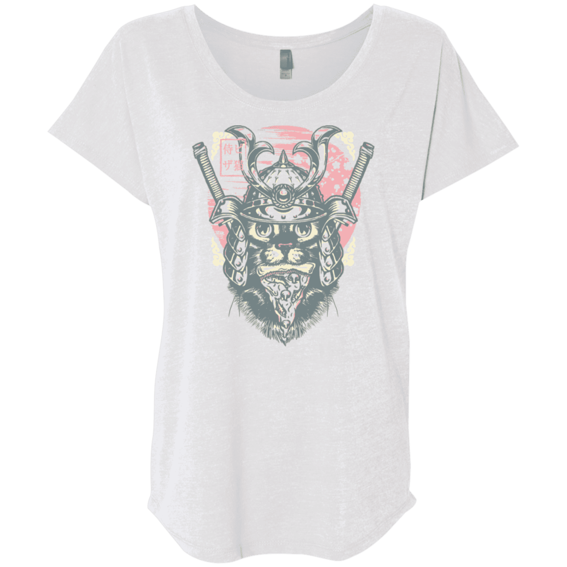 T-Shirts Heather White / X-Small Samurai Pizza Cat Triblend Dolman Sleeve