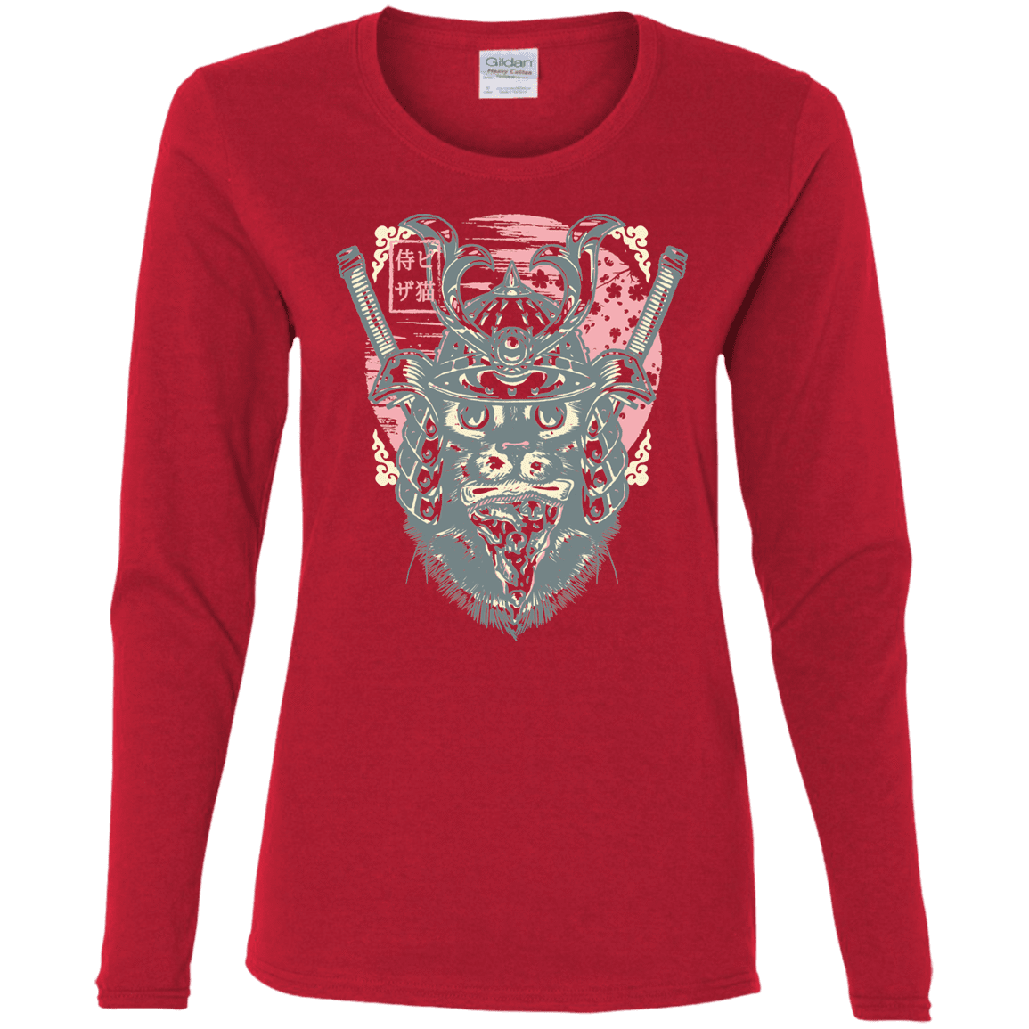 T-Shirts Red / S Samurai Pizza Cat Women's Long Sleeve T-Shirt