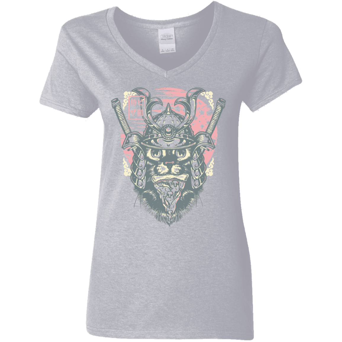 T-Shirts Sport Grey / S Samurai Pizza Cat Women's V-Neck T-Shirt