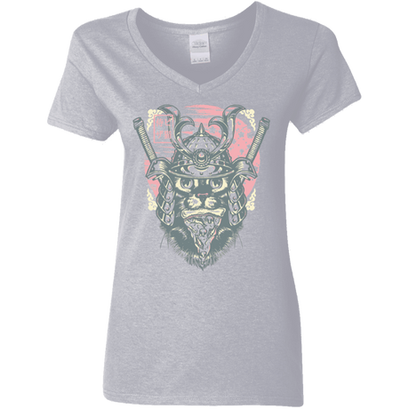 T-Shirts Sport Grey / S Samurai Pizza Cat Women's V-Neck T-Shirt