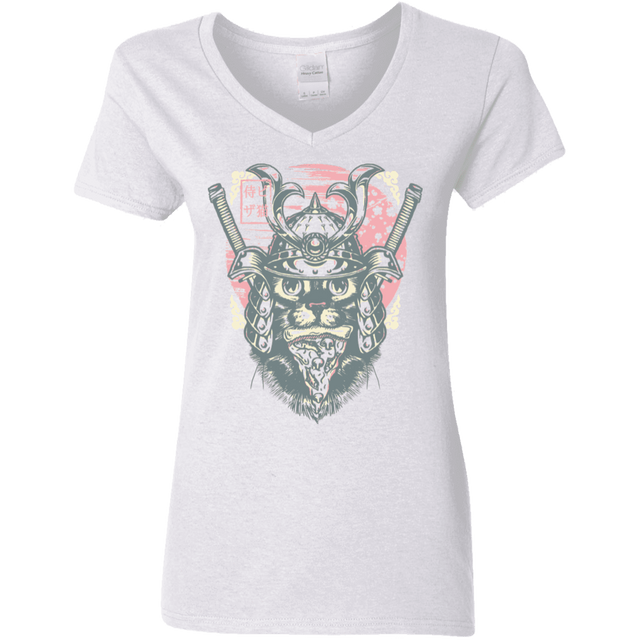 T-Shirts White / S Samurai Pizza Cat Women's V-Neck T-Shirt