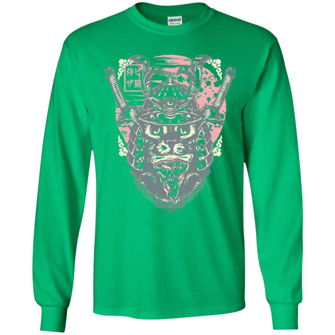 T-Shirts Irish Green / YS Samurai Pizza Cat Youth Long Sleeve T-Shirt