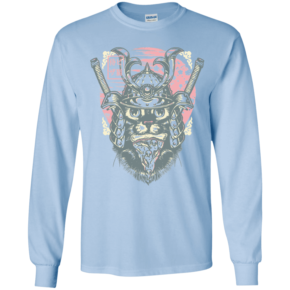 T-Shirts Light Blue / YS Samurai Pizza Cat Youth Long Sleeve T-Shirt