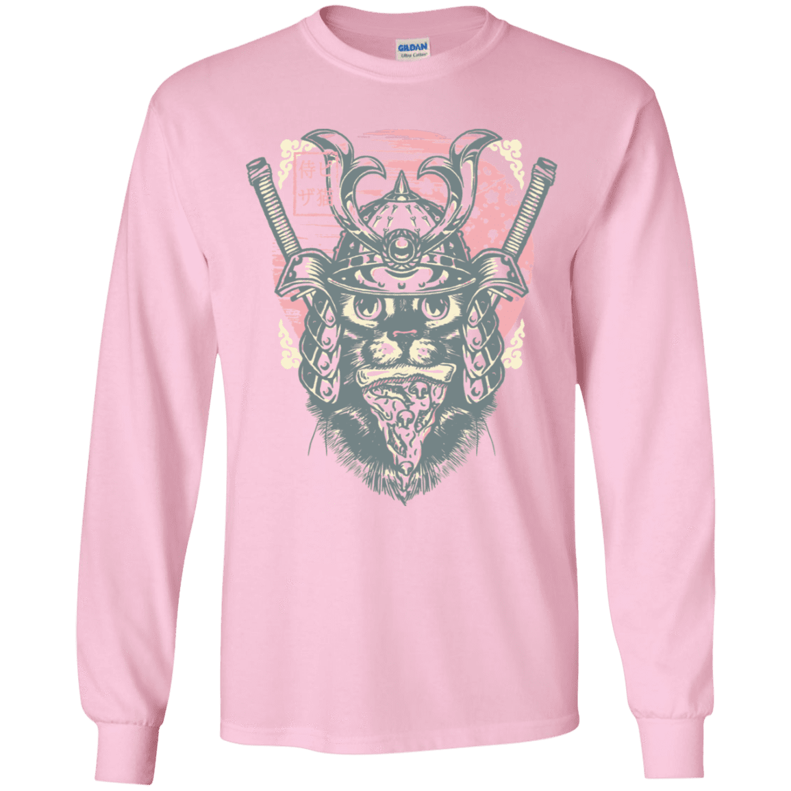 T-Shirts Light Pink / YS Samurai Pizza Cat Youth Long Sleeve T-Shirt