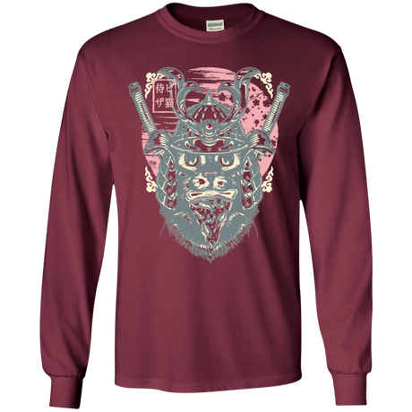 T-Shirts Maroon / YS Samurai Pizza Cat Youth Long Sleeve T-Shirt