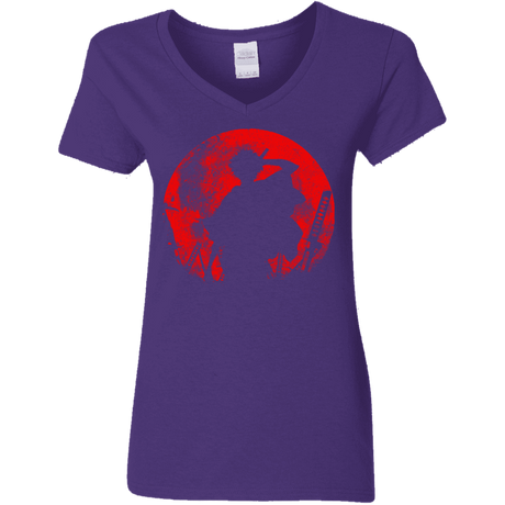 T-Shirts Purple / S Samurai Swords Women's V-Neck T-Shirt