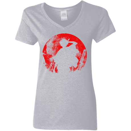 T-Shirts Sport Grey / S Samurai Swords Women's V-Neck T-Shirt