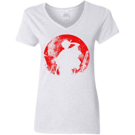 T-Shirts White / S Samurai Swords Women's V-Neck T-Shirt