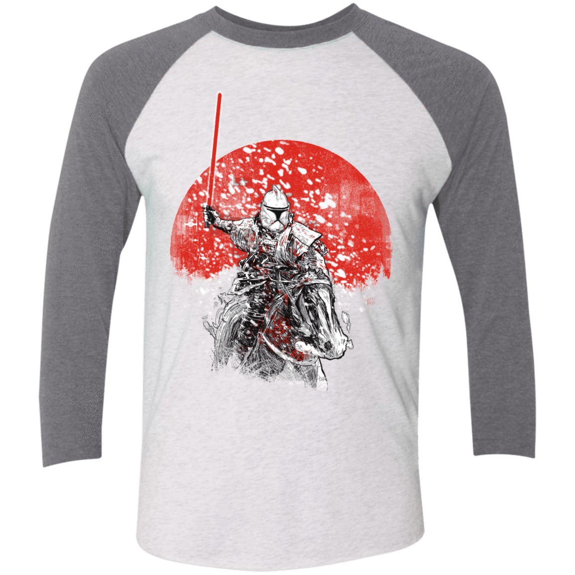 T-Shirts Heather White/Premium Heather / X-Small Samurai Trooper Men's Triblend 3/4 Sleeve