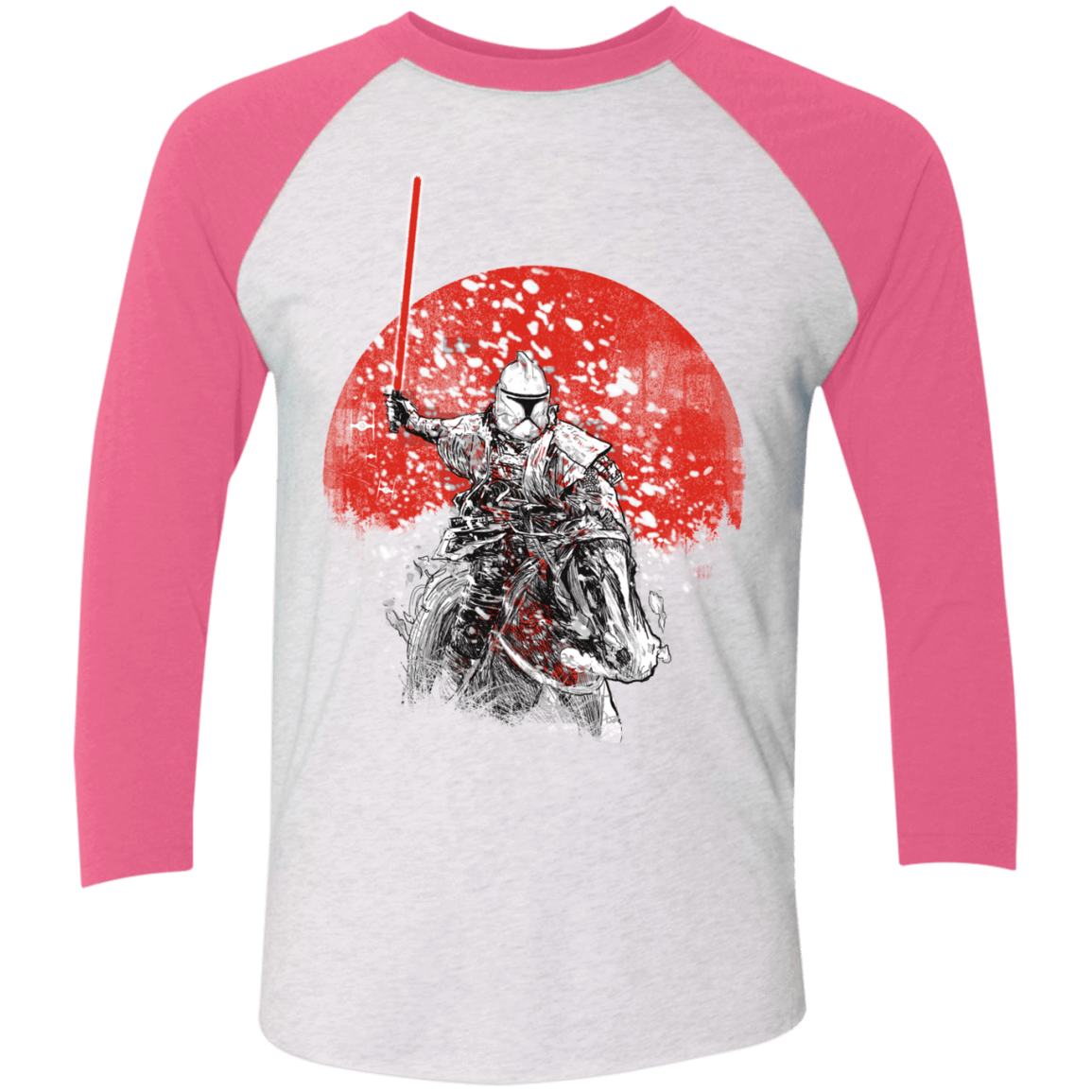 T-Shirts Heather White/Vintage Pink / X-Small Samurai Trooper Men's Triblend 3/4 Sleeve