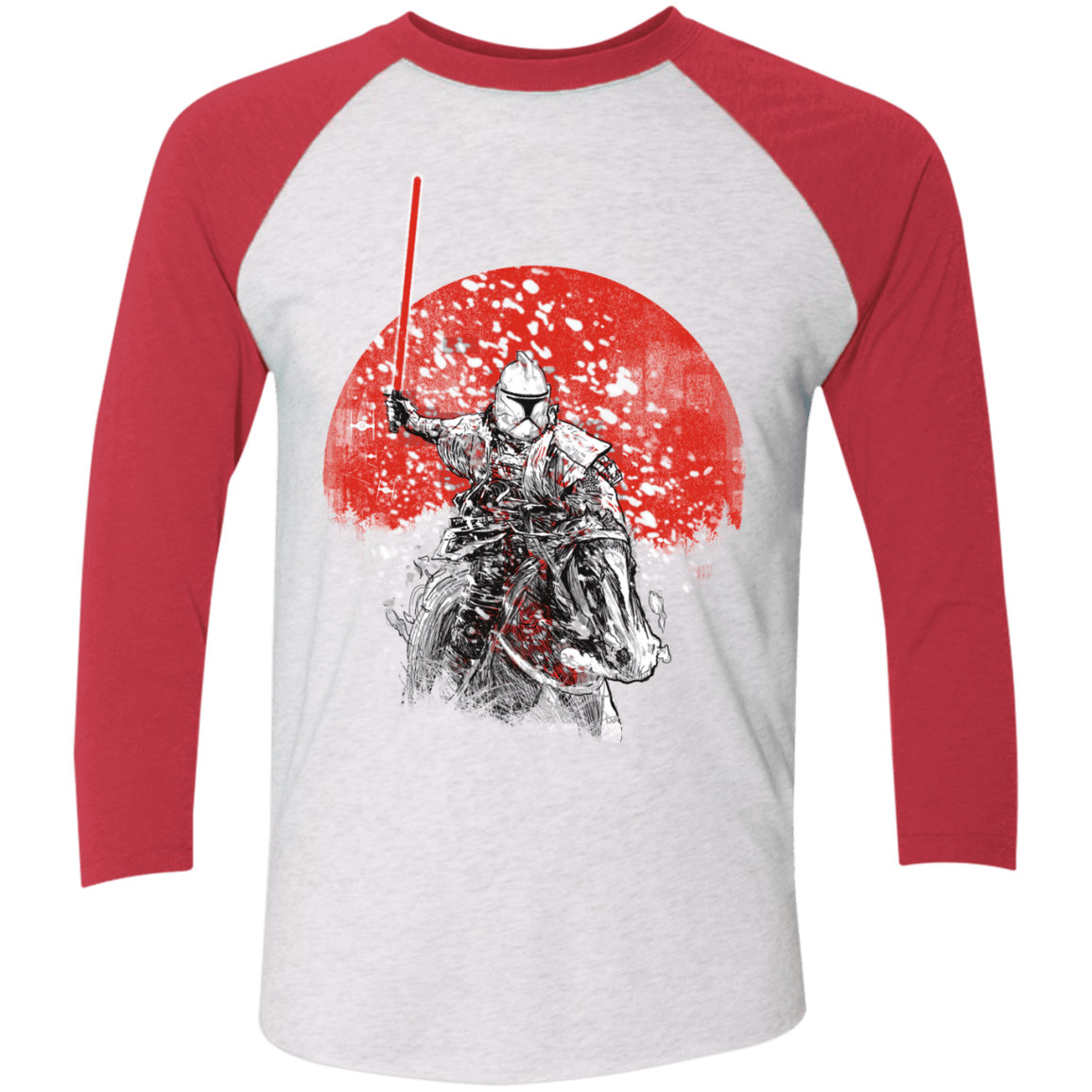T-Shirts Heather White/Vintage Red / X-Small Samurai Trooper Men's Triblend 3/4 Sleeve