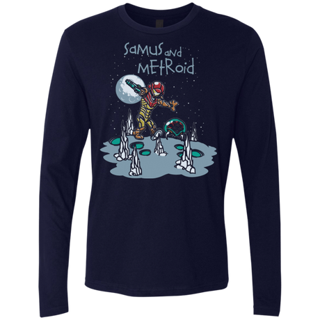 T-Shirts Midnight Navy / Small Samus and Metroid Men's Premium Long Sleeve