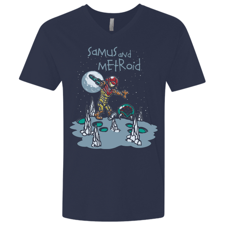T-Shirts Midnight Navy / X-Small Samus and Metroid Men's Premium V-Neck