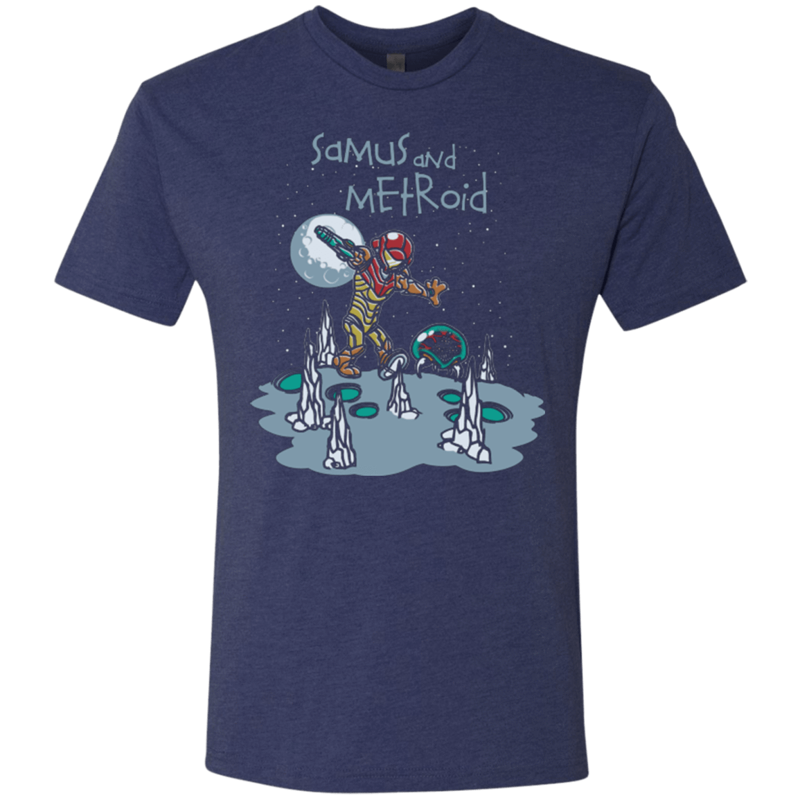 T-Shirts Vintage Navy / Small Samus and Metroid Men's Triblend T-Shirt