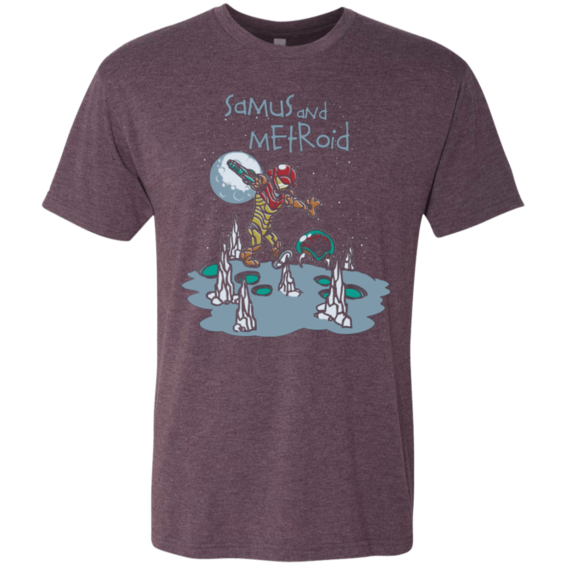 T-Shirts Vintage Purple / Small Samus and Metroid Men's Triblend T-Shirt