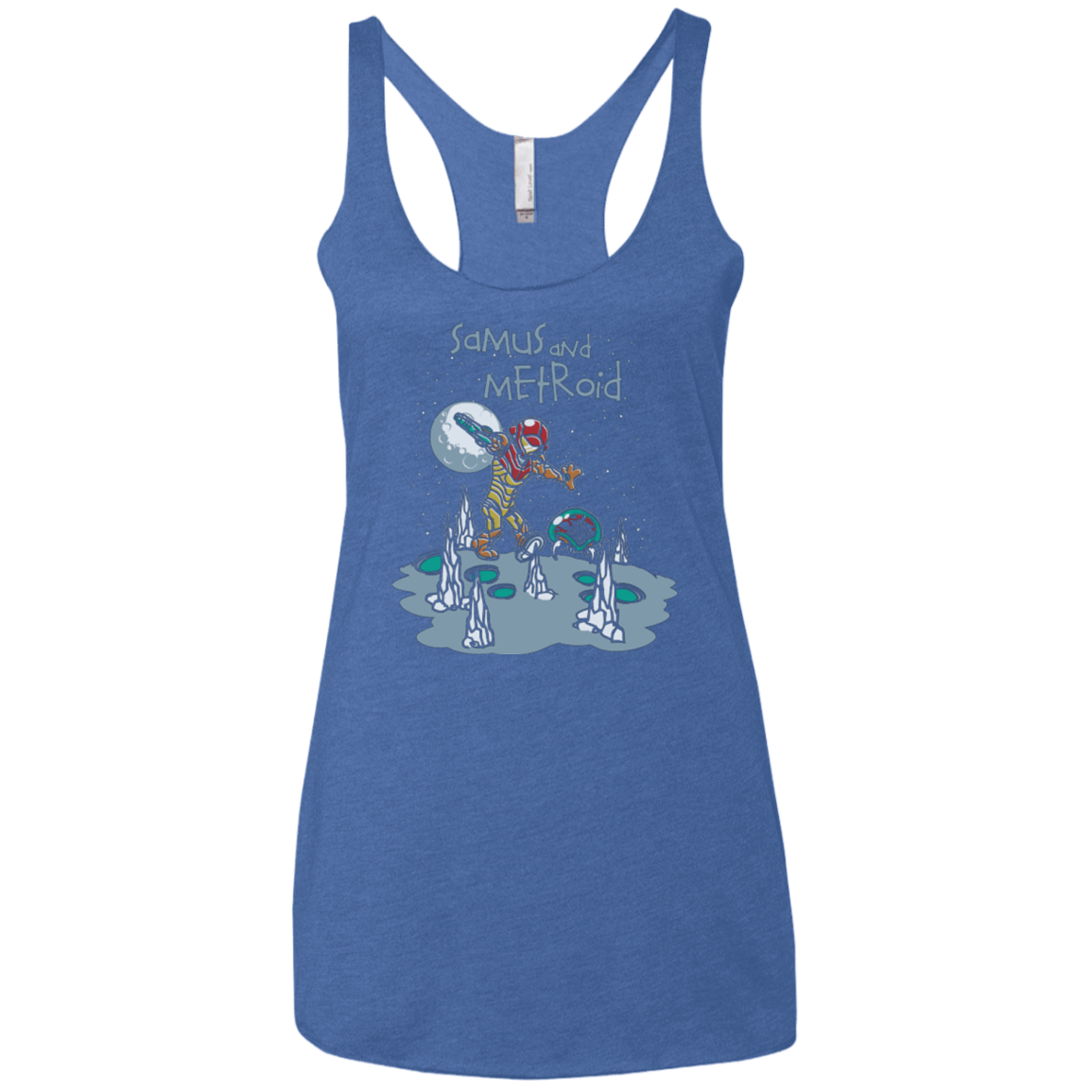 T-Shirts Vintage Royal / X-Small Samus and Metroid Women's Triblend Racerback Tank