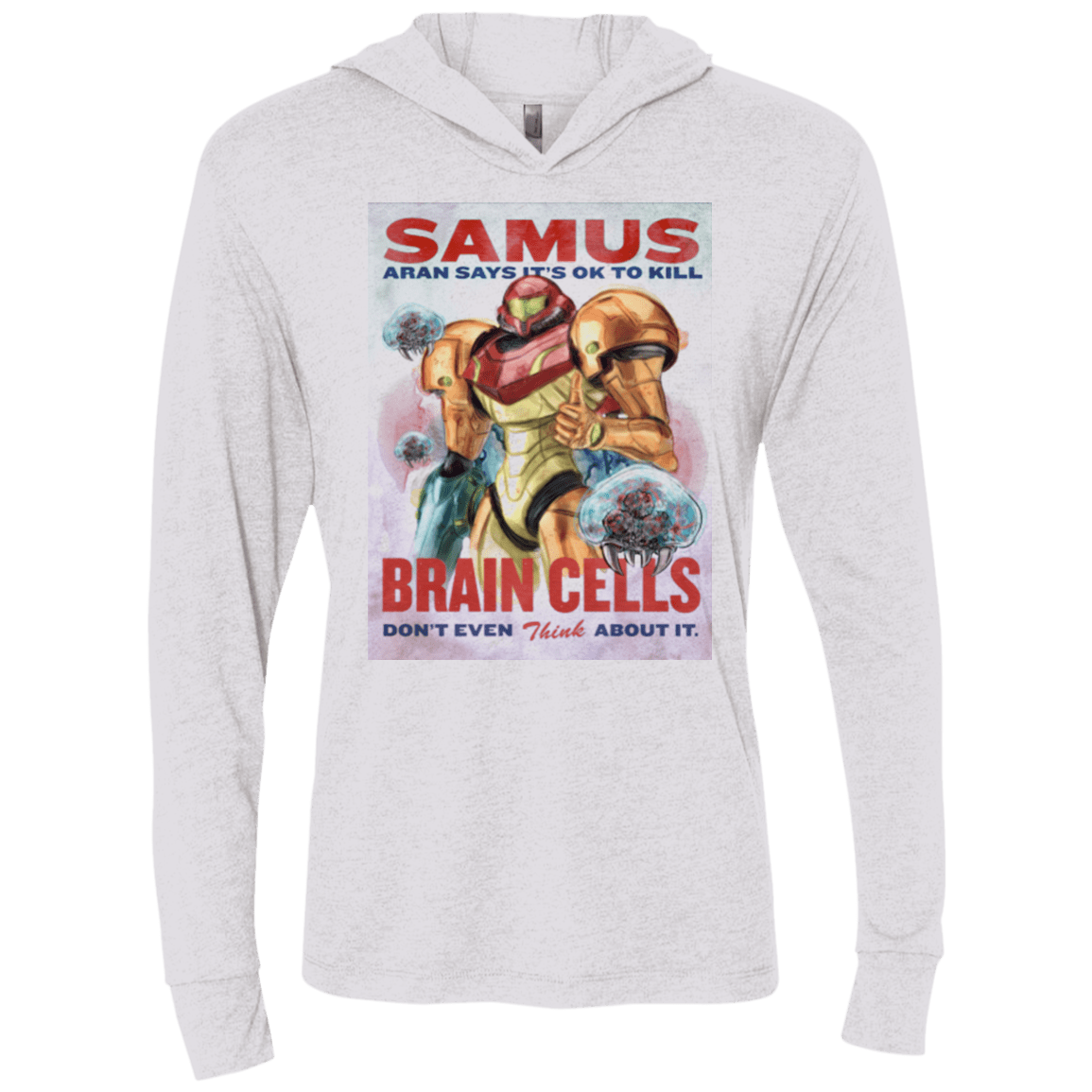 T-Shirts Heather White / X-Small Samus Aran Propaganda Triblend Long Sleeve Hoodie Tee