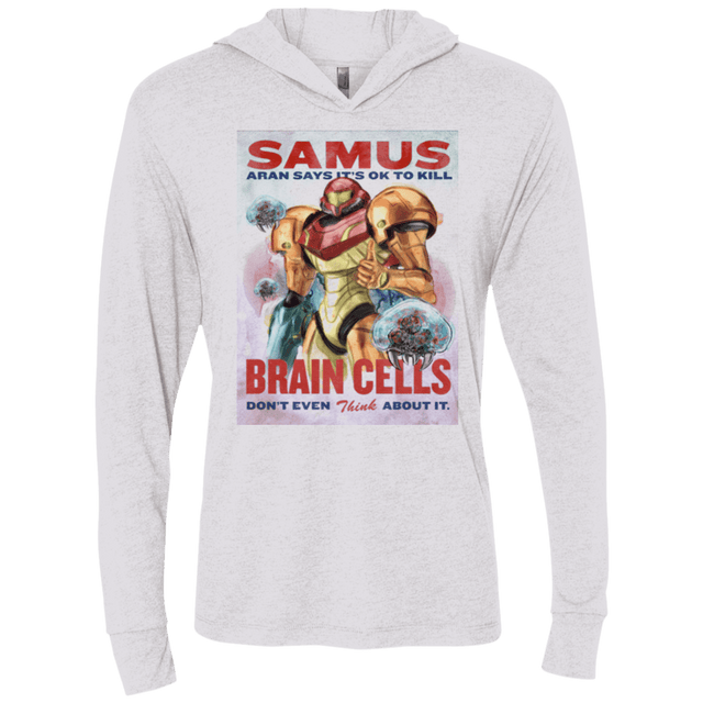 T-Shirts Heather White / X-Small Samus Aran Propaganda Triblend Long Sleeve Hoodie Tee