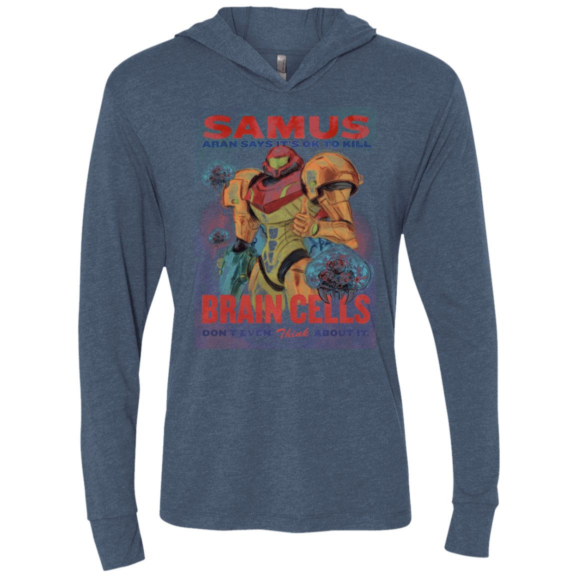 T-Shirts Indigo / X-Small Samus Aran Propaganda Triblend Long Sleeve Hoodie Tee