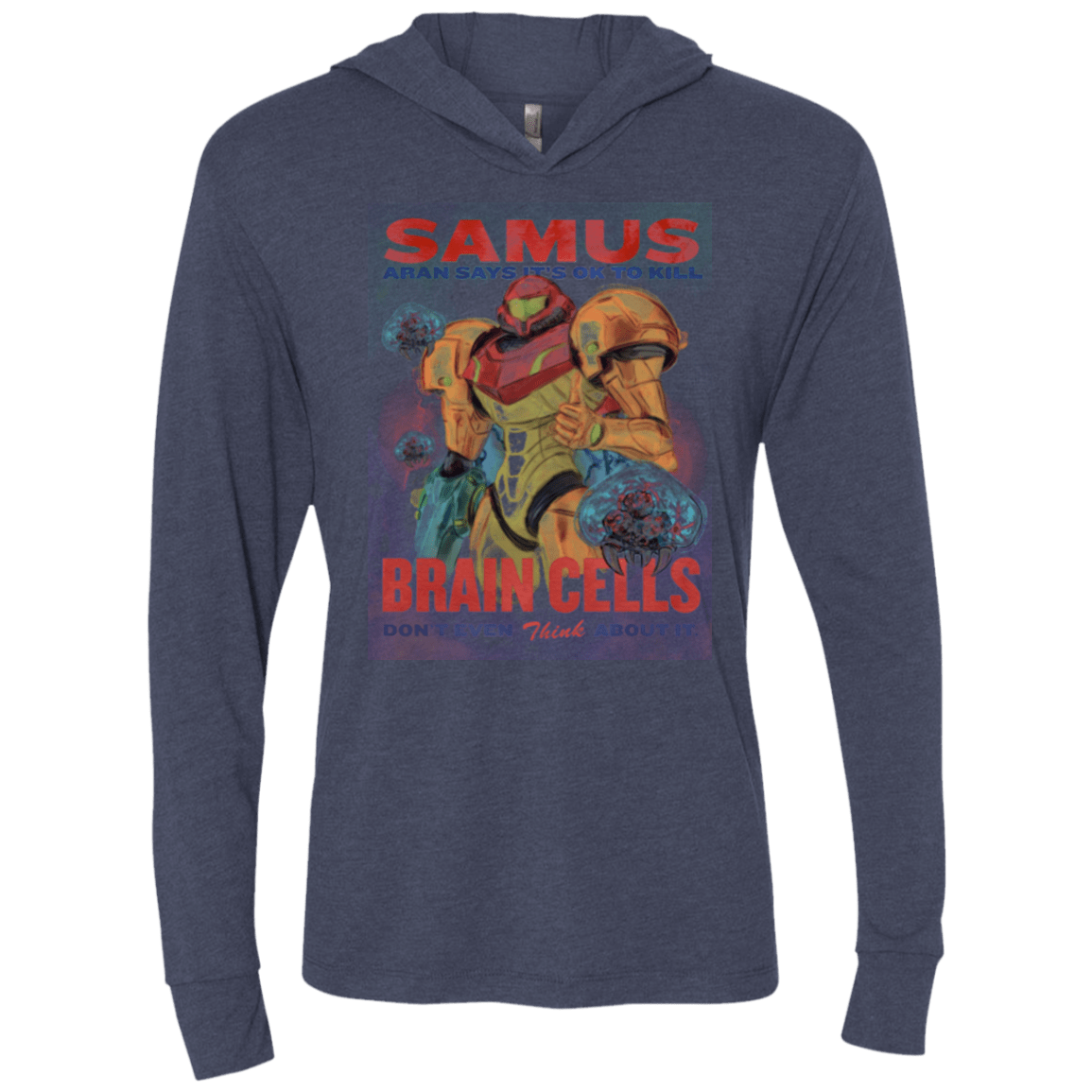 T-Shirts Vintage Navy / X-Small Samus Aran Propaganda Triblend Long Sleeve Hoodie Tee