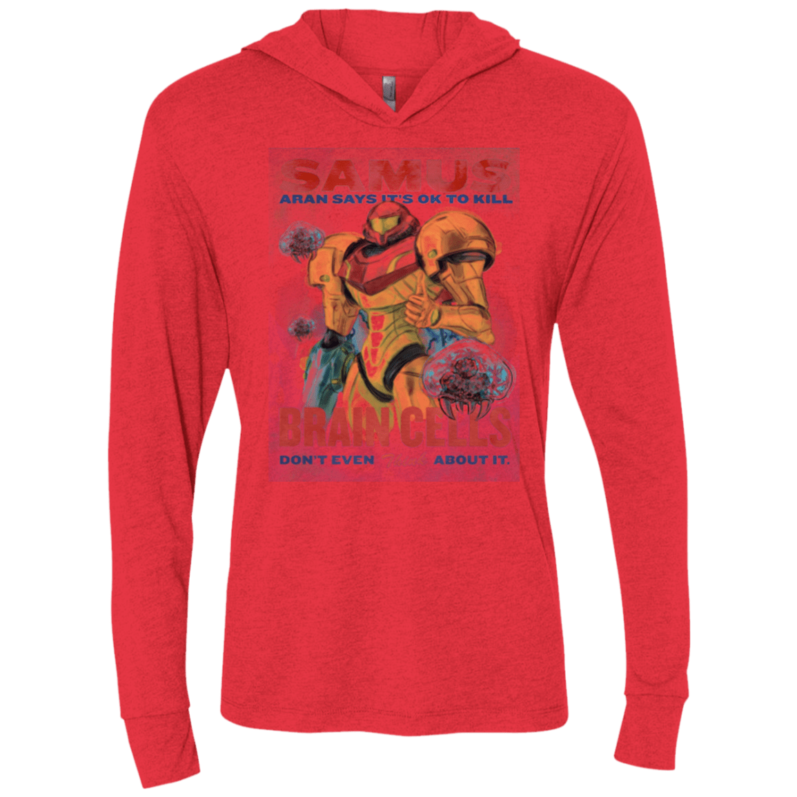 Samus Aran Propaganda Triblend Long Sleeve Hoodie Tee