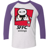 T-Shirts Heather White/Purple Rush / X-Small San Fransokyo Fried Chicken Men's Triblend 3/4 Sleeve