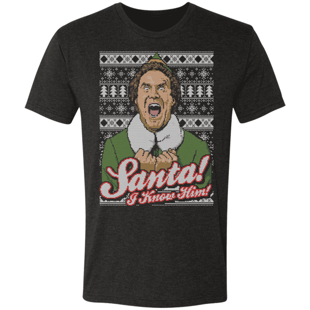 T-Shirts Vintage Black / S Santa! I Know Him Ugly Sweater Men's Triblend T-Shirt