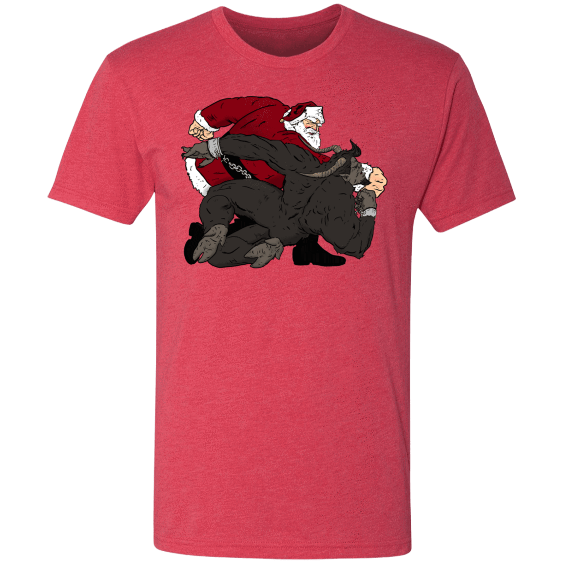 T-Shirts Vintage Red / S Santa vs Krampus Men's Triblend T-Shirt