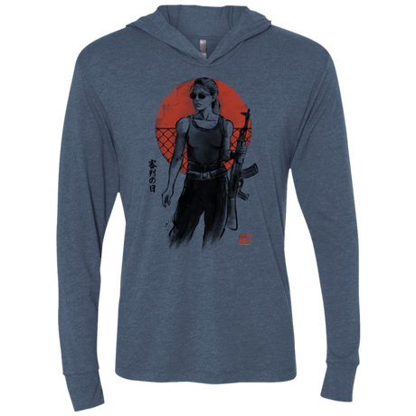 T-Shirts Indigo / X-Small Sarah Triblend Long Sleeve Hoodie Tee