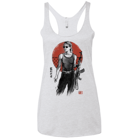 T-Shirts Heather White / X-Small Sarah Women's Triblend Racerback Tank