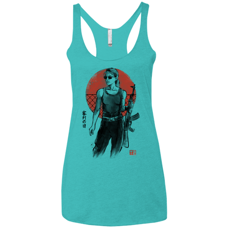 T-Shirts Tahiti Blue / X-Small Sarah Women's Triblend Racerback Tank