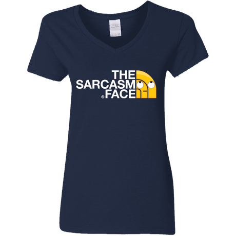 T-Shirts Navy / S Sarcasm Face Women's V-Neck T-Shirt