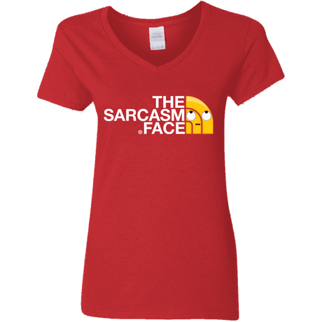 T-Shirts Red / S Sarcasm Face Women's V-Neck T-Shirt