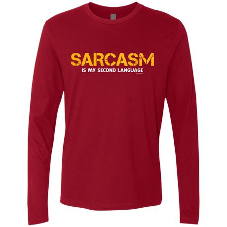 T-Shirts Cardinal / Small Sarcasm Is My Second Language Men's Premium Long Sleeve