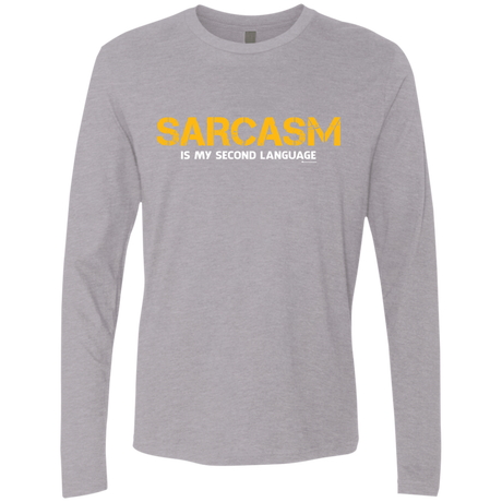 T-Shirts Heather Grey / Small Sarcasm Is My Second Language Men's Premium Long Sleeve