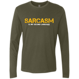 T-Shirts Military Green / Small Sarcasm Is My Second Language Men's Premium Long Sleeve