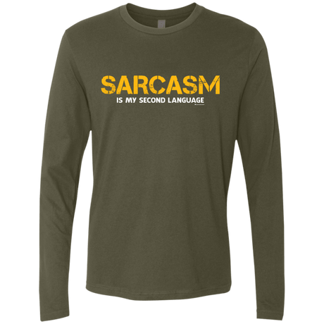 T-Shirts Military Green / Small Sarcasm Is My Second Language Men's Premium Long Sleeve