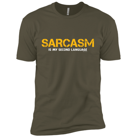 T-Shirts Military Green / X-Small Sarcasm Is My Second Language Men's Premium T-Shirt
