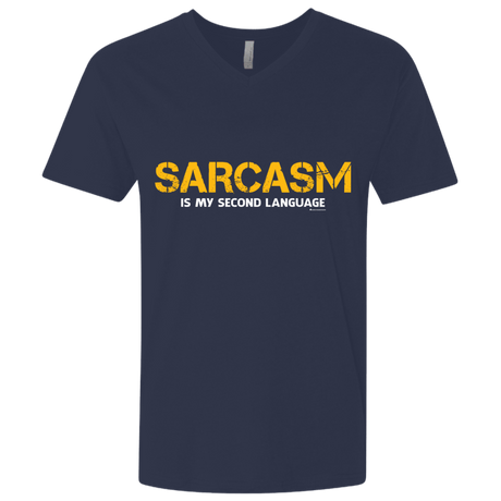 T-Shirts Midnight Navy / X-Small Sarcasm Is My Second Language Men's Premium V-Neck