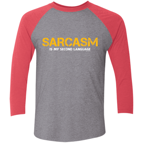 T-Shirts Premium Heather/ Vintage Red / X-Small Sarcasm Is My Second Language Men's Triblend 3/4 Sleeve