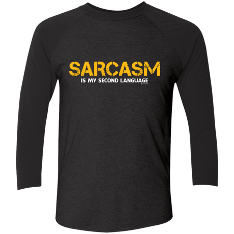 T-Shirts Vintage Black/Vintage Black / X-Small Sarcasm Is My Second Language Men's Triblend 3/4 Sleeve