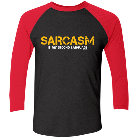 T-Shirts Vintage Black/Vintage Red / X-Small Sarcasm Is My Second Language Men's Triblend 3/4 Sleeve