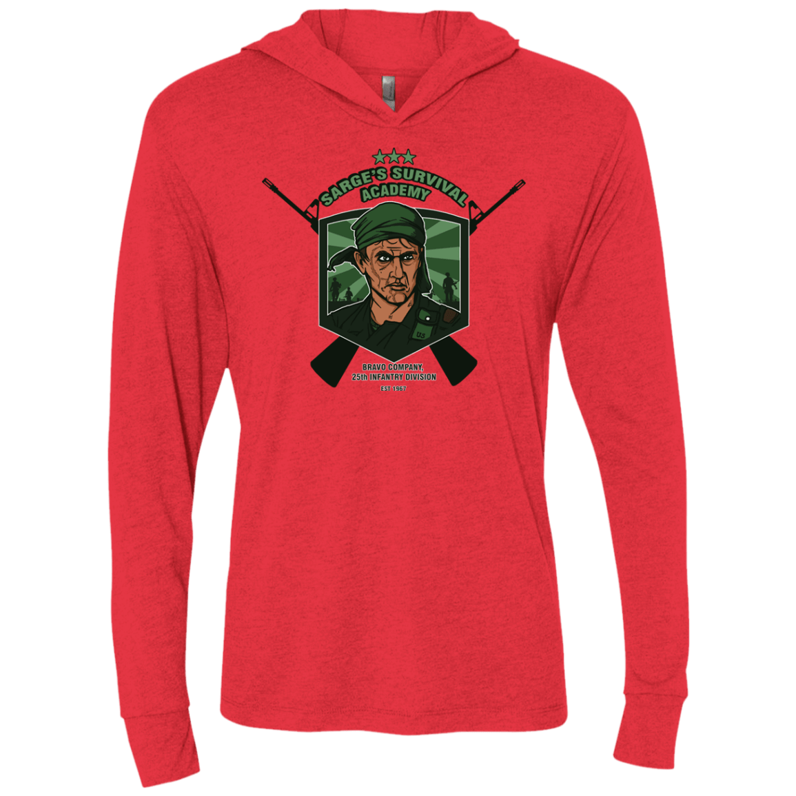 T-Shirts Vintage Red / X-Small Sarges Survival Triblend Long Sleeve Hoodie Tee